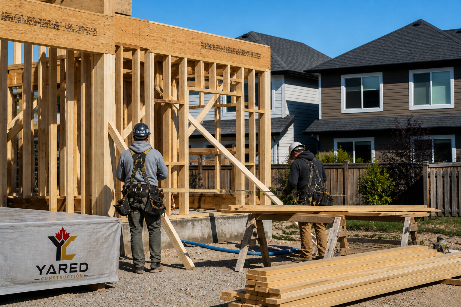 Yared Construction workers on site focusing on safety